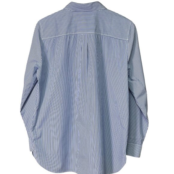 TALBOTS STRIPED POPLIN HIDDEN BUTTON-UP BLOUSE – SIZE MEDIUM - Picture 3 of 6